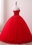 Tulle Sweetheart Beadings Red Ball Gown Quinceanera Dresses 