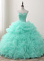 Organza  Green Beadings Sweetheart Long Ball Gown Quinceanera Dresses