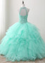 Organza Jewel Mint Floor-length Ball Gown Quinceanera Dress