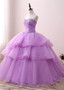 Satin Sweetheart Purple Beading  Floor-length Ball Gown Quinceanera Dress