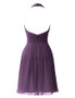 Red V-Neck Chiffon Short Halter Cocktail Bridesmaid Dress