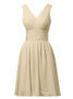 Pink  V-Neck Short A-Line Cocktail Party Chiffon Bridesmaid Dress 