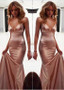 Stretch Charmeuse Satin Spaghetti Straps Champagne Mermaid Evening Dress