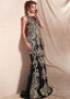  Bateau Black Floor-length Mermaid Dress With Embroidery