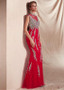 Lace High Collar Cap Sleeves Red Mermaid Evening Dress With Beadings
