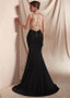 Black  Spandex Jewel Mermaid Prom Dresses With Beadings