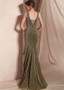 Sparkle Sexy V-neck Neckline Floor-length Mermaid Prom Dresses