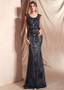 Embroidery Lace Scoop Sexy Cap Sleeves Sheath/Column Evening Dresses