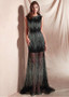 Tulle Jewel Black Sheath/Column Evening Dresses With Beadings
