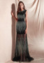 Tulle Jewel Black Sheath/Column Evening Dresses With Beadings