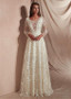  Lace & Tulle Scoop Long Sleeves White  A-line Prom Dresses With Beadings