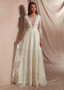  Lace & Tulle Scoop Long Sleeves White  A-line Prom Dresses With Beadings