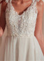 White  Lace & Tulle V-neck Neckline A-line Prom Dresses