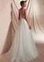 White  Lace & Tulle V-neck Neckline A-line Prom Dresses
