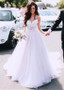 Lace Appliques Tulle Spaghetti Straps A-line Wedding Dress