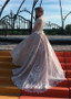Half Sleeve Pink Tulle Bateau Lace Appliques A-line Wedding Dress