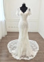 Sexy Lace V-neck Short Sleeves Mermaid Wedding Dress