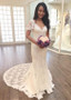 Sexy Lace V-neck Short Sleeves Mermaid Wedding Dress