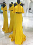 Halter Two Piece Ruffle Yellow Mermaid Long Prom Dress