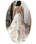 Lace and Floral Print Backless Two Piece White Prom Dress