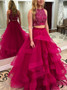 Purple Two Pieces Princess  Sweet 16 Tulle Pageant Prom Dresses