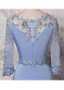 Satin Jewel Rhinestones Long Sleeves Lavender Mermaid Formal Dress