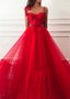 Polka Dot Tulle Sweetheart Beading Handmade Flowers Prom Dress