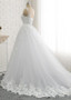 Satin Jewel Beading A-line Wedding Dresses With Lace Appliques
