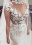 Beading Illusion High Collar Sheath/Column 3D Lace Appliques  Wedding Dresses
