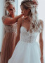 Spaghetti Straps Beading Appliques A-line Wedding Dresses 