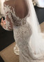 Tulle Jewel Long Sleeve Backless Beading Appliques Mermaid Wedding Dress