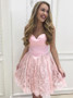 Glister Short Pink Lace A-Line Sweetheart Homecoming Dress