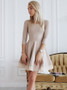 Light Grey Satin Round Neck Homecoming Dress with Sleeves