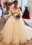 Cheap 2019 Tulle Off-the-shoulder  Lace Appliques Ball Gown Wedding Dress