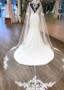 Cheap 2019 Satin & Tulle V-neck Lace Appliques Mermaid Wedding Dress With Shawl