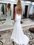 Backless Long White Deep V Neck Mermaid Prom Dress