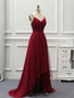 Cheap 2019 Red Backless Burgundy Tulle A Line High Low Long Prom Dress