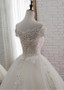 Beading Tulle Off-the-shoulder Ball Gown Wedding Dress