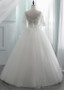  Beading Scoop See-through Bodice Ball Gown Wedding Dress