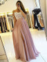 Pink Princess Applique Spaghetti Straps Sleeveless Floor-Length Chiffon Prom Dresses