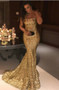 Gold Sequin Strapless Mermaid Sparkle Sexy Prom Dress