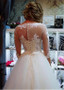 Half Sleeve Scoop Belt Ball Gown Wedding Dress