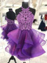 Shop 2019 Princess Organza Beading Halter Purple Short Mini Homecoming Dress