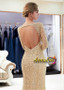 Beading Blue Tulle Scoop Neckline Mermaid Evening Dress 