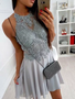 Cheap New A-Line Chiffon Halter Applique Gray Short/Mini Homecoming Dress