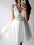 Cheap Shop Cute A Line V Neck Lace White Short Homecoming Dress
