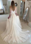 Cheap Ruffles Chiffon V-neck Neckline Beach Wedding Dress