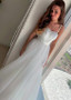 Cheap Shop Tulle Spaghetti Straps A-line Wedding Dresses With Beadings & Belt