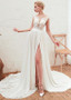 Shop Cheap Lace Appliques Beach Chiffon See Through Wedding Dress