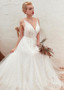 Shop Open Back Tulle V Neck Backless Zipper Full Lace Wedding Dresses with 3D Flower